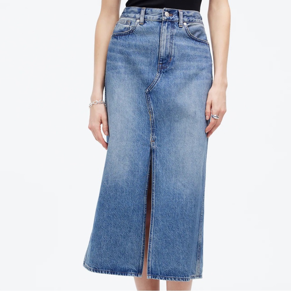 Madewell the Rilee Denim Midi Skirt in Enmore Wash, Size 30